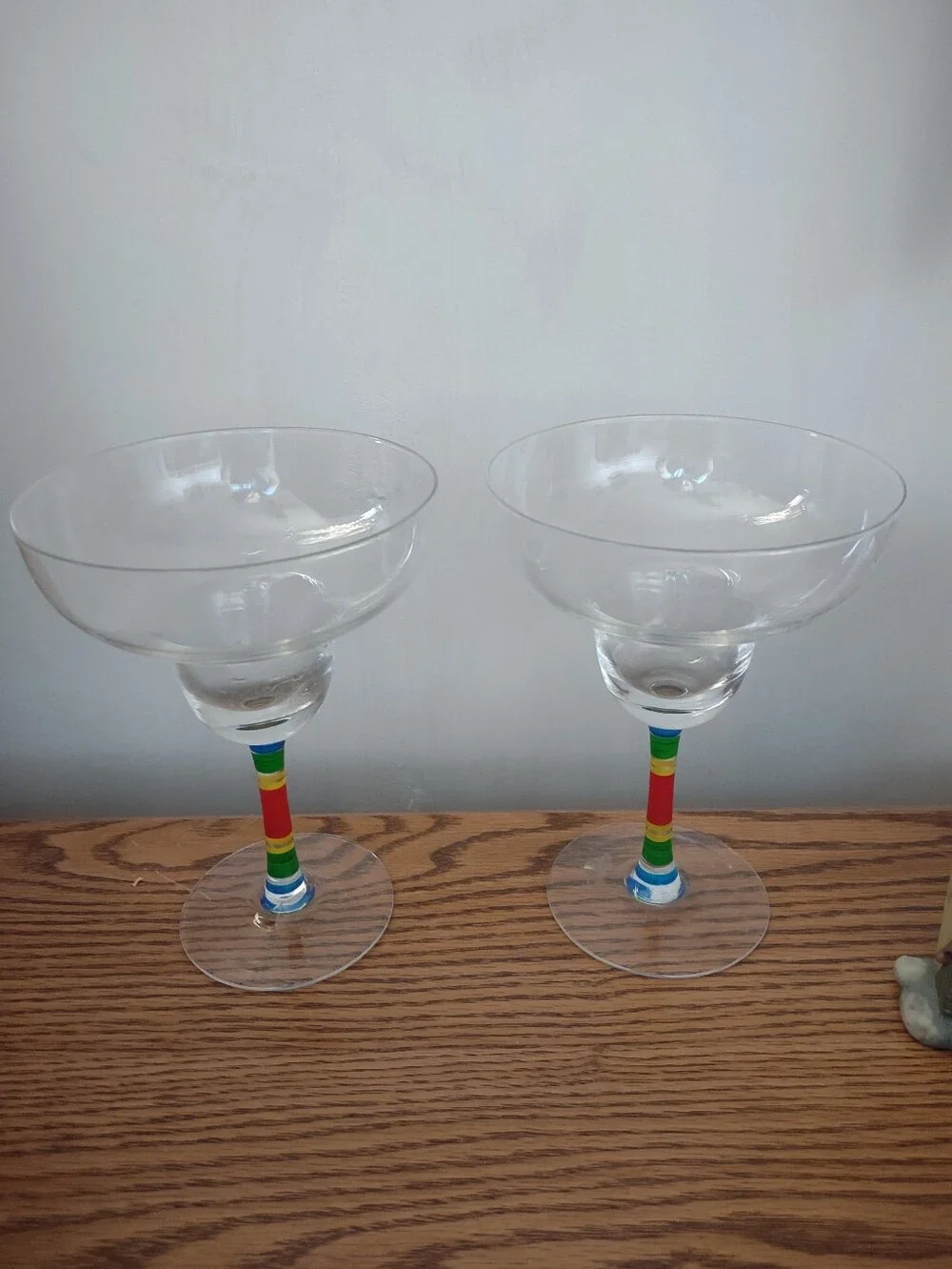Margarita Cocktail Glasses Hand Painted Rainbow Stem 6 1/2